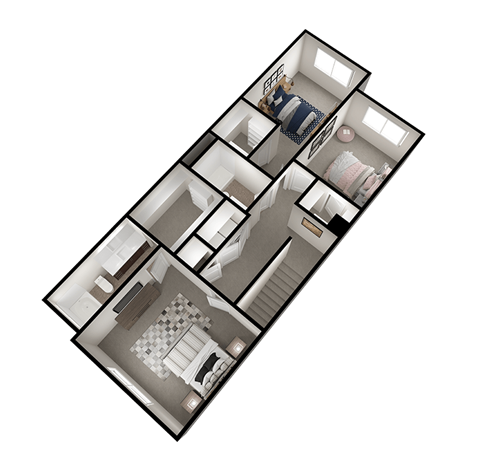 a 3d floor plan of a house